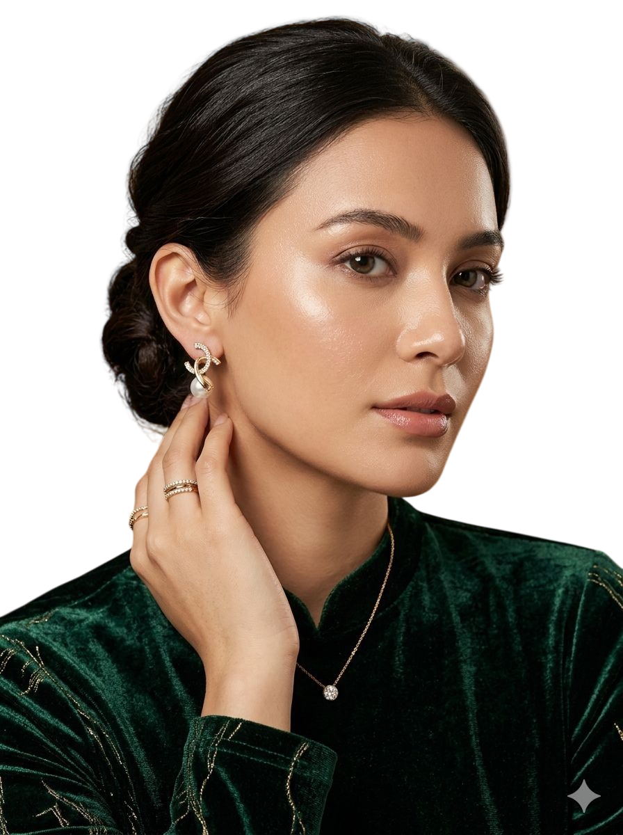 Celestial Pearl Intertwined Earrings view 2